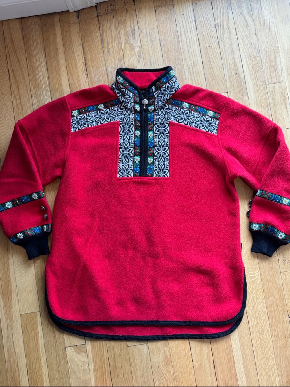 Obermeyer Red Fleece-Lined Nordic Trim Pullover